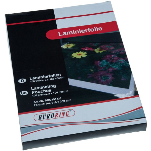4016058028091 - Laminierfolien A4 2 x 125 mic glänzend 4016058028091 351421 100 Stück