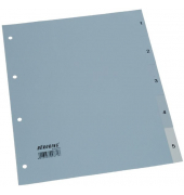 Kunststoffregister BRG620176, 1 bis 5, A4, 125&micro;m, graue Taben, 5-teilig