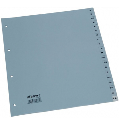 Büroring Register A-Z, Extrabreit A4, 20-teilig, PP-Folie, grau,