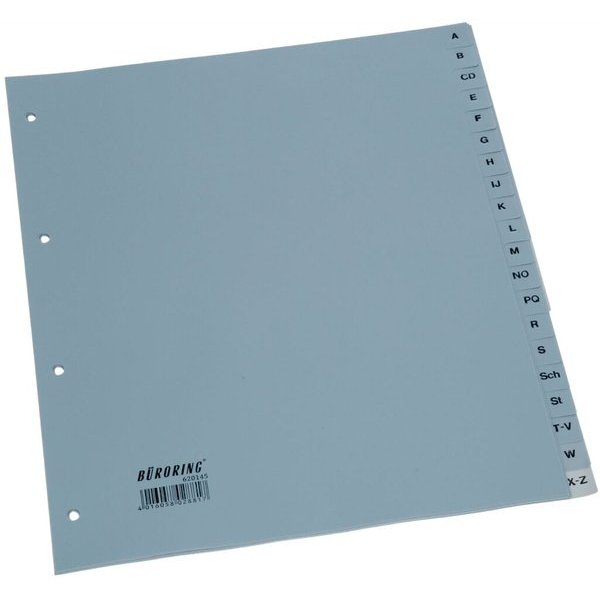 Büroring Kunststoffregister BRG620145, A bis Z, A4+, 125µm, graue Taben, 20-teilig 4016058028817 Büroring