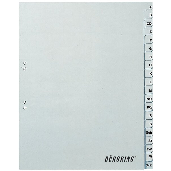 Büroring Kunststoffregister BRG620142, A bis Z, A4, 125µm, graue Taben, 20-teilig 4021627003409 Büroring