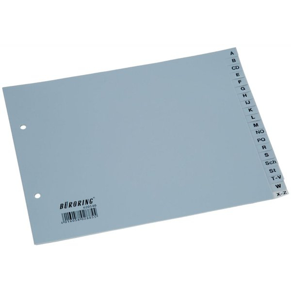 Büroring Kunststoffregister BRG620140, A bis Z, A4 halbe Höhe, 125µm, graue Taben, 20-teilig 4016058028855 Büroring