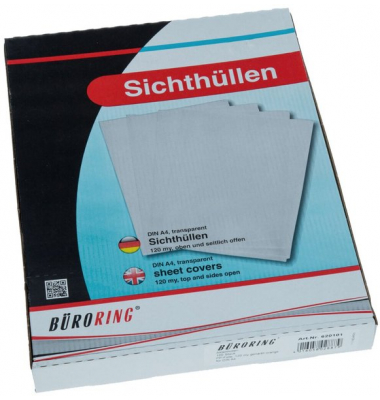 Sichthüllen BRG620101 Standard, A4, orange, transparent genarbt, oben & rechts offen, 0,12mm