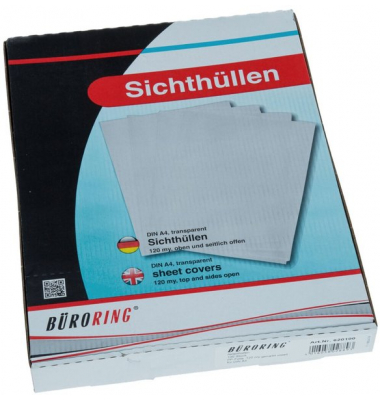 Sichth&uuml;llen BRG620100, A4, violett, transluzent genarbt, oben & rechts offen, 0,12mm