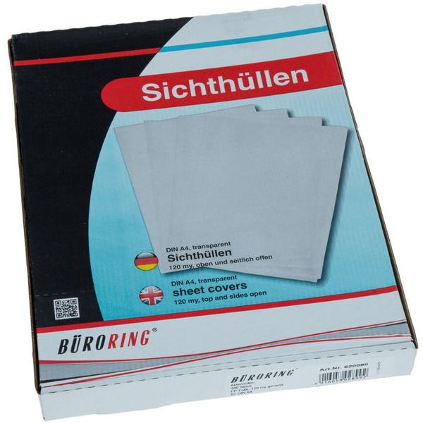 4016058028992 - Sichthüllen BRG620080 Standard A4 transparent genarbt oben & rechts offen 012 mm 4016058028992 Büroring