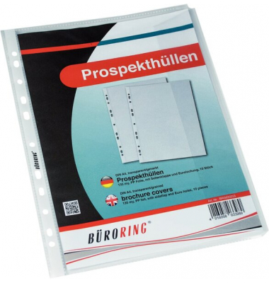 Prospekth&uuml;llen BRG620255, A4 transluzent genarbt, rechts offen mit Klappe, 0,135mm