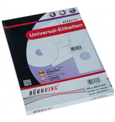 Etiketten 500019, wei&szlig;, 70x42,3mm, rechteckig