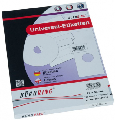 Etiketten 500022, wei&szlig;, 70x32mm, rechteckig