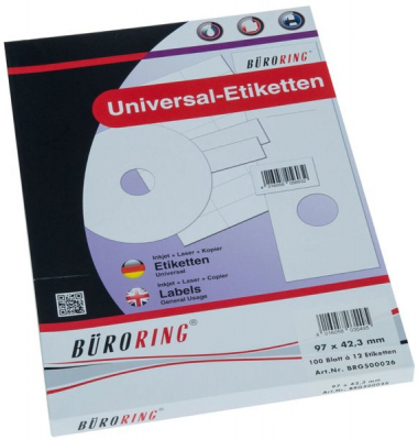 Büroring Etiketten, A4, 97 x 42,3mm, 1200 Etiketten