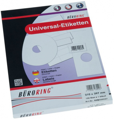 Etiketten 500027, wei&szlig;, 210x297mm, rechteckig