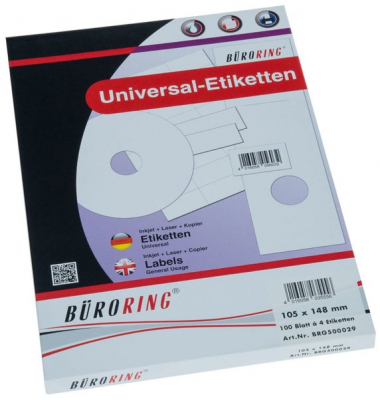Etiketten 500029, wei&szlig;, 105x148mm, rechteckig