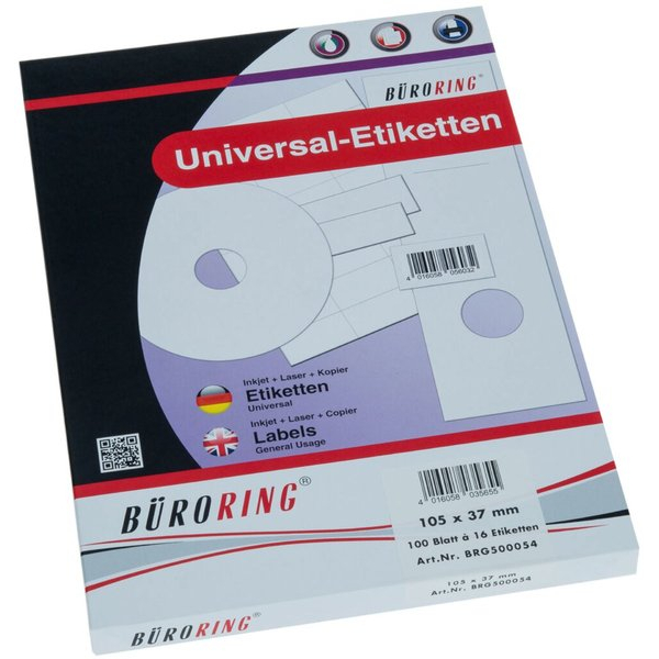 4016058035655 - Etiketten 105 x 37 mm weiß 1600 Stück 4016058035655 