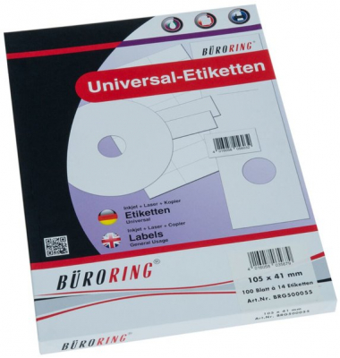 Etiketten 500055, wei&szlig;, 105x41mm, rechteckig