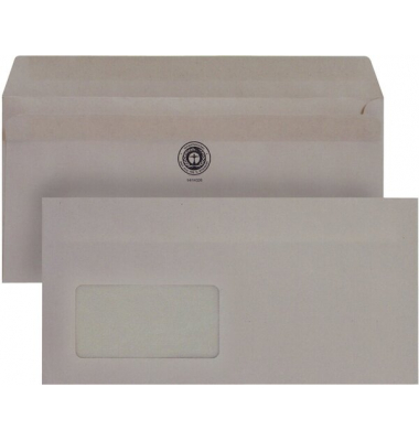 Briefumschlag 307142, Din Lang, mit Fenster, selbstklebend, 75g, grau