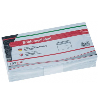 Briefumschlag 307116, Din Lang, mit Fenster, haftklebend, 72g, weiß