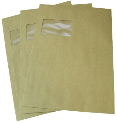 Versandtaschen C4 mit Fenster selbstklebend 90g braun