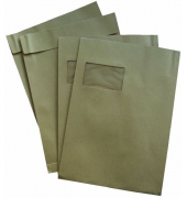 Faltentaschen C4 mit Fenster 20mm Falte haftklebend 120g braun