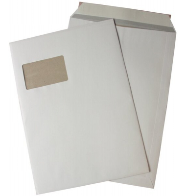 Versandtaschen C4 mit Fenster und Papprückwand haftklebend 120g weiß