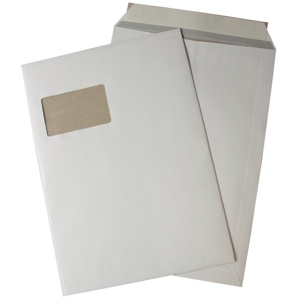 4016058036447 - Versandtaschen C4 mit Fenster und Papprückwand haftklebend 120g weiß 4016058036447 125 Stück