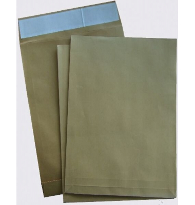Faltentaschen B4 ohne Fenster 40mm Falte haftklebend 140g braun