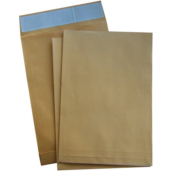 4016058036546 - Faltentaschen 307424 B4 ohne Fenster haftklebend 40mm-Falte 140g braun 4016058036546 100 Stück