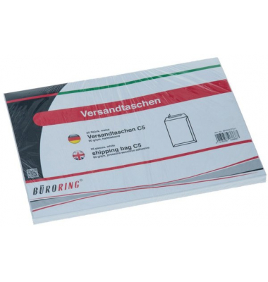 Versandtaschen C5 ohne Fenster haftklebend 90g weiß