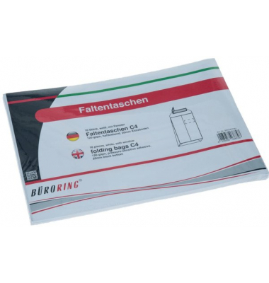 Faltentaschen C4 mit Fenster 20mm Falte haftklebend 120g weiß