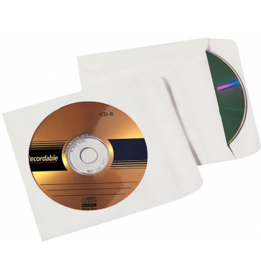 Büroring CD Hülle, Selbstklebend, weiß, 124 x 124mm mit Fenster, 90g