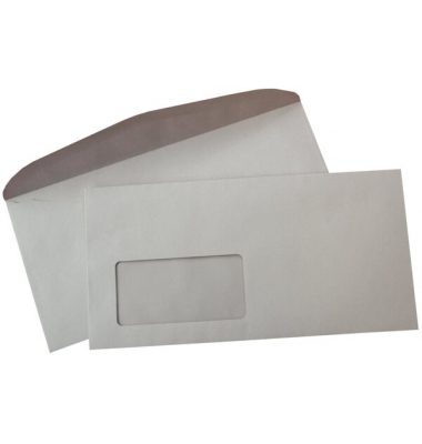 Kuvertierhüllen 307830, Din Lang+ (C6/5), 229x114mm, mit Fenster, nassklebend, 80g, grau