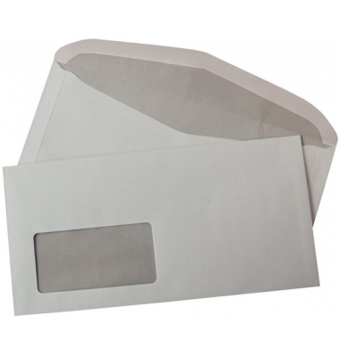 Kuvertierhüllen 307836, Din Lang+ (C6/5), 229x114mm, mit Fenster, nassklebend, 80g, weiß