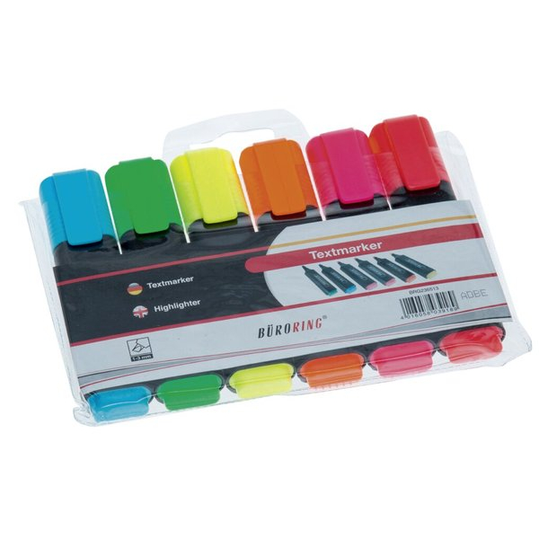 9023800361608 - Textmarker BRIGHT LINER 6er Etui Strichstärke 05 mm - 50 mm Stiftkappe mit Clip (TM36160)