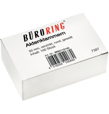 Büroring Aktenklammern 50mm/100 verzinkt gewellt rund