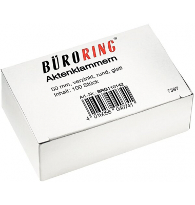 Büroring Aktenklammern 50mm/100 verzinkt glatt rund