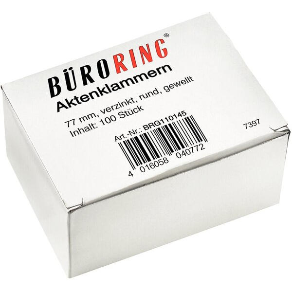 4016058040772 - Büroklammern 77mm gewellt 77mm verzinkt gewellt rund 4016058040772 262BR 100 Stück