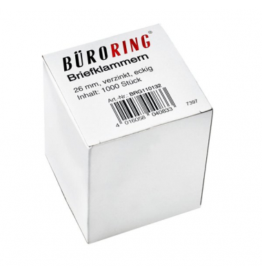 Büroring Briefklammern 26mm/1000 verzinkt spitz-eckig
