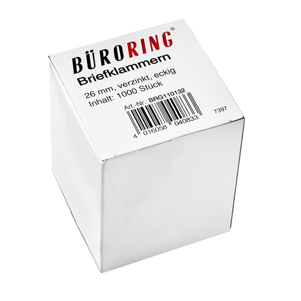 4016058040833 - Büroklammern 26mm 1000 26mm verzinkt spitz-eckig 4016058040833 210BR 1000 Stück