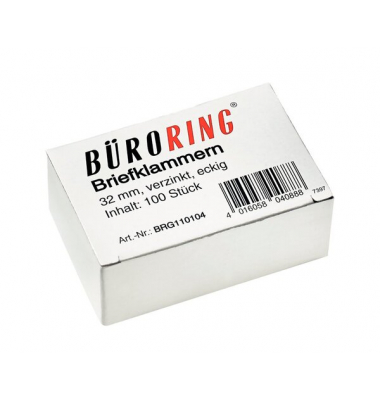 Büroring Briefklammern 32mm/100 verzinkt spitz-eckig