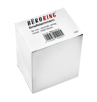 Büroring Briefklammern 32mm/1000 verzinkt spitz-eckig