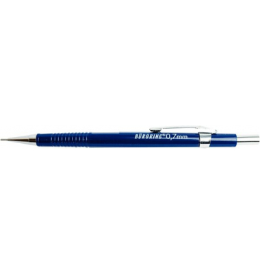 Büroring Druckbleistift, 0.7 mm, hellblau, mit Radiergummi und Clip