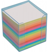 Zettelbox 196646, 90x90mm, inkl. 700 Notizzettel, farbig transparent, Kunststoff