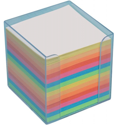 Zettelbox 196646, 90x90mm, inkl. 700 Notizzettel, farbig transparent, Kunststoff