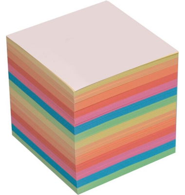Zettelklotz 196648, 90x90mm, farbig sortiert, Papier, 700 Blatt