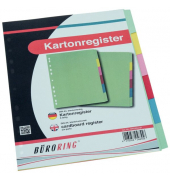 Kartonregister BRG604191 blanko A4 farbige Taben 6-teilig
