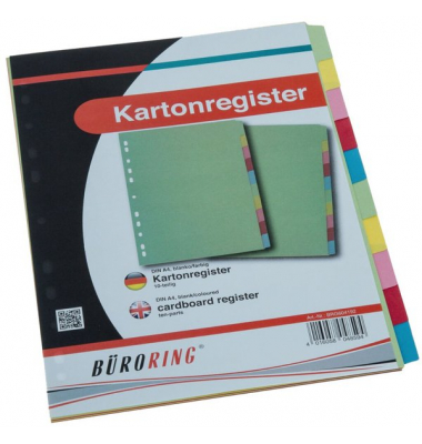 Büroring Karton Register A4 10-tlg. 5-farbig, 175g/qm