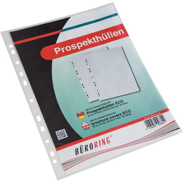 4016058048822 - Prospekthüllen BRG620238 Standard A4 transparent genarbt oben offen 005 mm 4016058048822 Büroring
