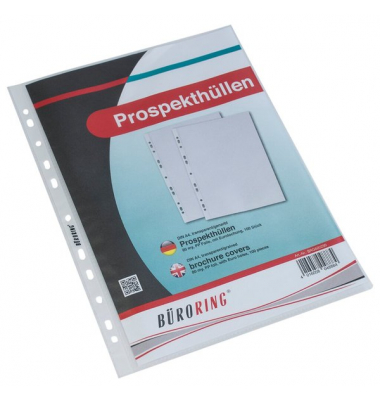 Prospekthüllen BRG620230 Standard, A4, transparent genarbt, oben offen, 0,08mm