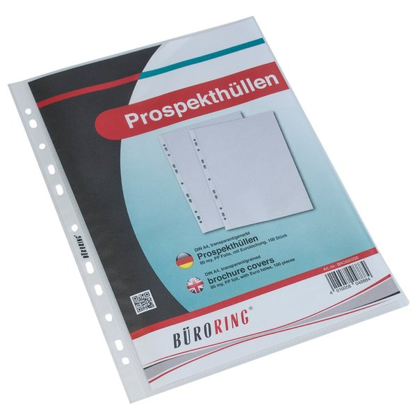 4016058048884 - Prospekthüllen BRG620230 Standard A4 transparent genarbt oben offen 008 mm 4016058048884 Büroring