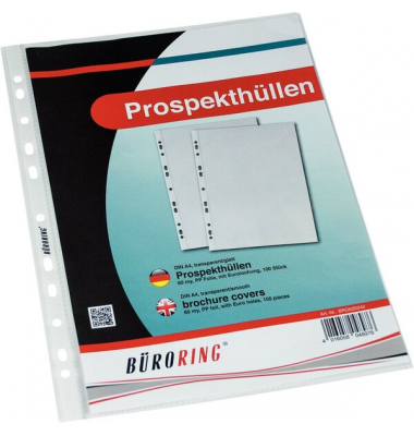 Prospekthüllen BRG620242 Standard, A4, glasklar glatt, oben offen, 0,055mm