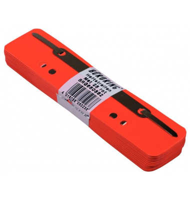 Heftstreifen kurz BRG660582, 3,5x15cm (BxL), Kunststoff mit Metalldeckleiste, rot