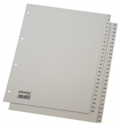 Kunststoffregister BRG620183, 1 bis 52, A4, 125µm, graue Taben